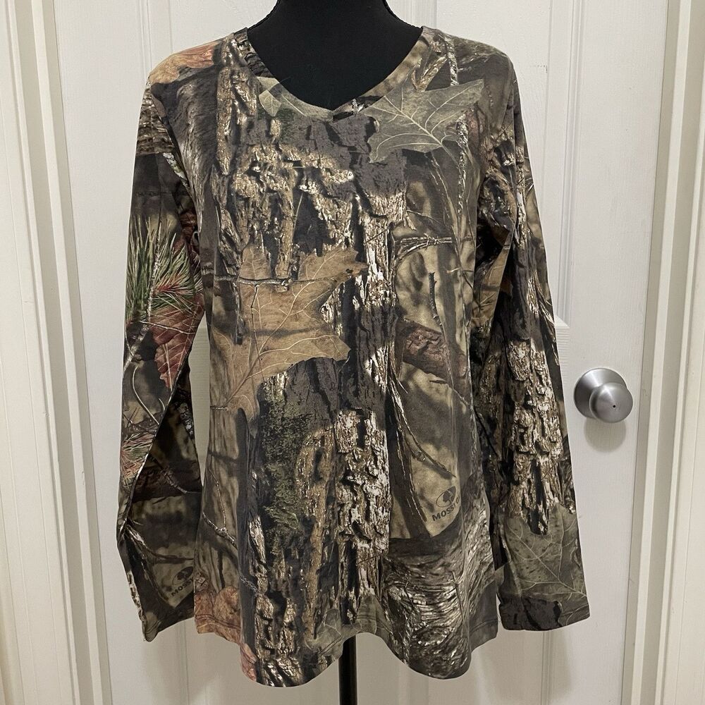 Mossy Oak Camo Break Up Country Real Tree Camp T-Shirt‎ Women's Large Camouflage